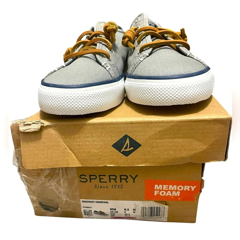 🌟🌟🌼NIB Sperry Men's Gray Canvas Boat Shoes